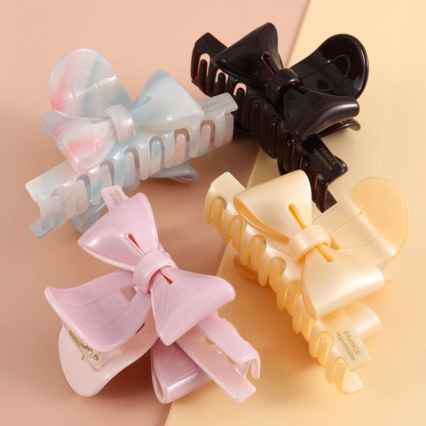 Acetaat Strik Haarklem Groot Retro Frans Handgemaakte Haarspeld Elegant Styling Accessoire