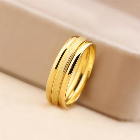 Minimalistische Titanstahl Stapelringe Für Damen Schlanke Goldene Matte Und Polierte Band Ins Stil Schmuck Geschenk