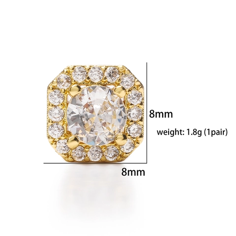 Bijoux Collier Boucles D'oreilles Halo Carré Zircon Cuivre Luxe Géométrique Élégant Chaîne Tennis Pour Femmes
