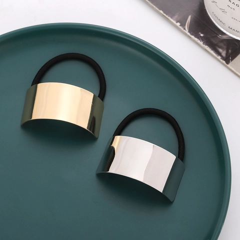 Minimalistische Legierung Spiegel Oberfläche Haargummi Hochelastisches Gummiband Geometrischer Metall Pferdeschwanzhalter