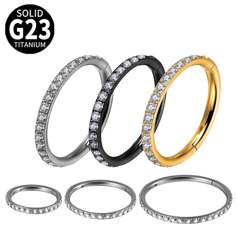 G23 Titanium Hinged Segment Clicker Ring Body Piercing Jewelry With Cubic Zirconia For Septum Nose And Ear Cartilage