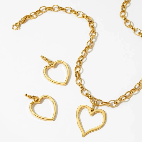 Herz Halskette Und Ohrringe 316 Edelstahl Hohl Anhänger Minimalistischer Französischer Vintage Schmuck Für Frauen