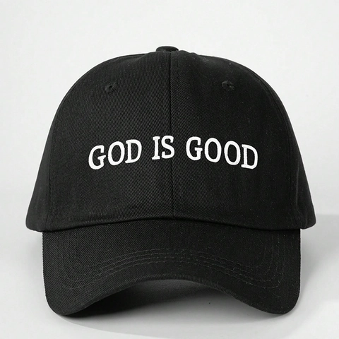 God Is Good Embroidered Baseball Cap Adjustable Polyester Curved Brim Casual Outdoor Sunshade Headwear For Women Men