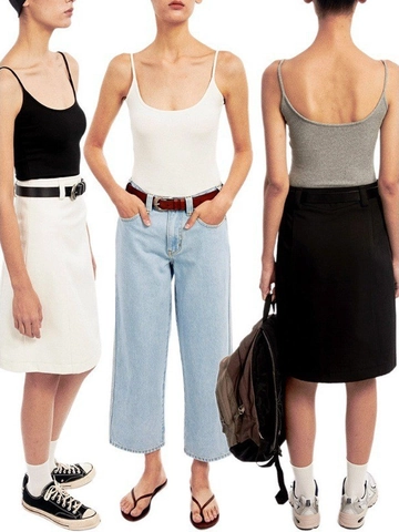 Women Slim Fit Cami Tank Top Viscose Rib Knit Spaghetti Strap Solid Color Crop Top Summer Sleeveless