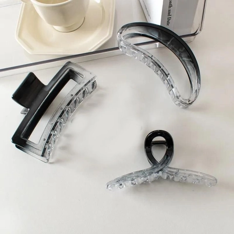 Große Haarklammer Tinte Farbverlauf Transparent Shark Clip Elegant Acryl Quadratisch Sichel Haarschmuck Für Damen