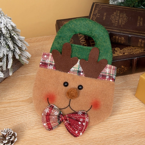 Sacchetti Regalo Di Natale Babbo Natale Pupazzo Di Neve Renna Borse Per Caramelle Feltro Tessuto Quadri Festa Vacanze