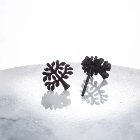 Minimalist Tree Of Life Stud Earrings Stainless Steel Cutout Nature Style Fashion Jewelry For Women