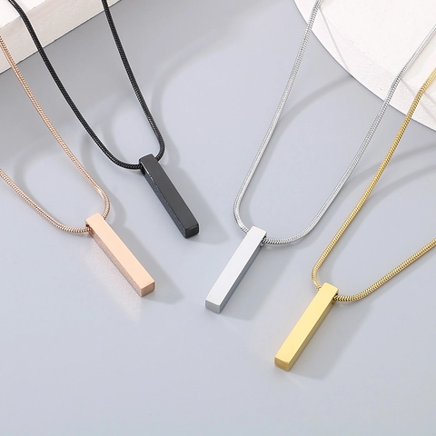 Collana Con Pendente A Barra Rettangolare Geometrica In Acciaio Inossidabile Catena A Serpente Lucidato Minimalista Gioielli Hip Hop Per Uomini Donne