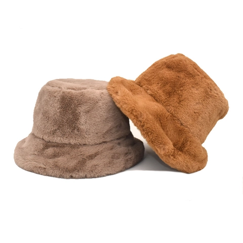 Cappello Pescatore Donna Pelliccia Sintetica Spesso Caldo Inverno Tinta Unita Peluche Morbido Retro Versatile Moda