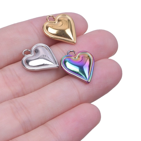 Heart Pendant Stainless Steel Vacuum 18K Gold Plated Tiny Smooth DIY Necklace Accessory Minimalist Fashion Jewelry