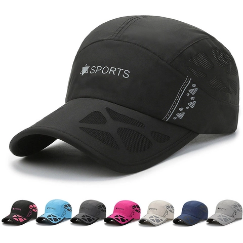 Quick Dry Baseball Cap Polyester Breathable Mesh Outdoor Sports Sun Hat Adjustable Reflective Men Women