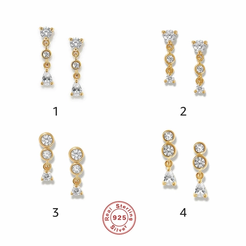 Orecchini Pendenti in Argento Sterling S925 Con Zirconi Per Donna Orecchini a Bottone Con Nappa Geometrica Placcati Oro Gioielli Moda Lusso