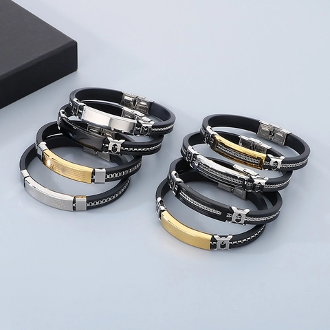 Bracciale Da Uomo In Silicone Acciaio Inossidabile Regolabile Croce Preghiera Del Signore Gioielli Religiosi Stile Punk