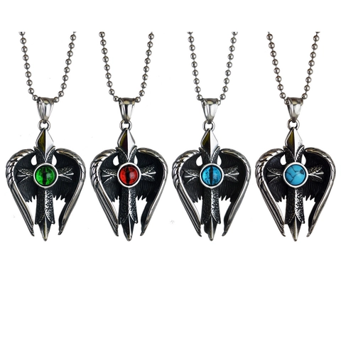 Collana Con Ciondolo A Croce E Ali Di Angelo Gotico Vintage Acciaio Inossidabile Malocchio Gioielli Punk Per Uomo Donna