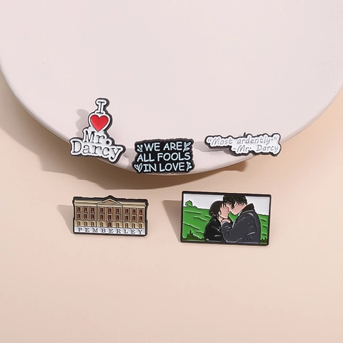 Orgoglio E Pregiudizio Spilla Smaltata Tema Letterario Jane Austen Mr Darcy Elizabeth Lega Distintivo Accessorio Vestiti