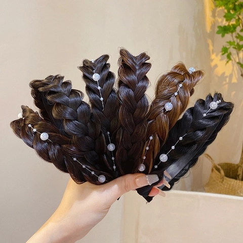 Braided Headband Matte Synthetic Fiber Twist Fishtail Braid High Top Hair Volume Boosting Fashion Accessory For Women
