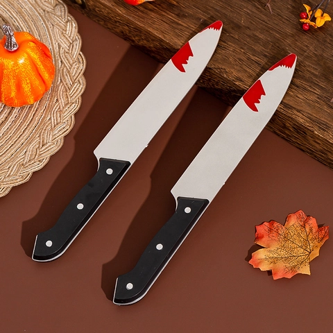 Halloween Blutiger Dolch Kunststoff Simulation Horror Küchenmesser Cosplay Kostüm Requisite Party Streich Spielzeug Dekoration