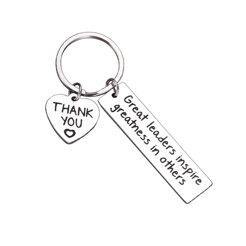Llavero Inspirador De Acero Inoxidable Corazón Grabado Thank You Cita Great Leaders Regalo Para Mentores Profesores