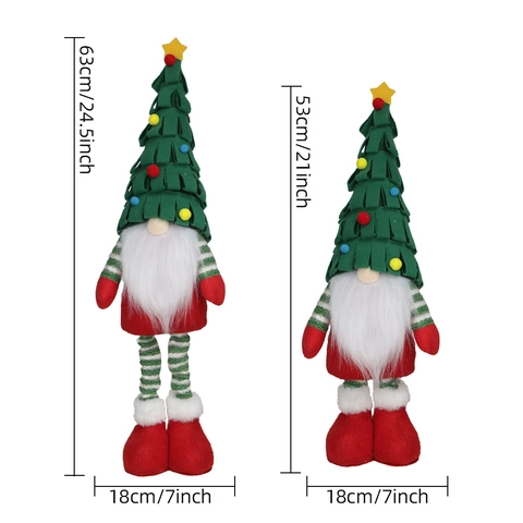 Christmas Gnome Plush Doll Polyester Felt Telescopic Long Legs Standing Ornament Tree Hat Forest Old Man Decoration