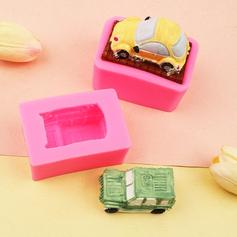 Stampo In Silicone Per Auto Cartone Animato Forma Veicolo Strumento Da Forno Per Fai Da Te Sapone Candela Resina Antiaderente