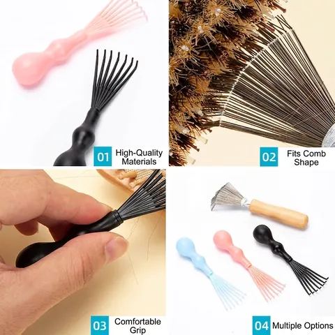 Hairbrush Cleaning Tool Comb Cleaner Claw For Hair Removal Wood Stainless Steel Plastic Hair Care Grooming Brush