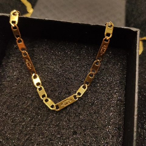 Stainless Steel Chain Necklace Gold Plated Geometric Link Flat Hip Hop Punk Streetwear Jewelry For Men Women