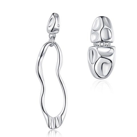Pendientes de Botón de Metal Líquido de Lava Asimétricos para Mujer Textura Fundida Irregular Pendientes de Moda de Cobre Galvanizado