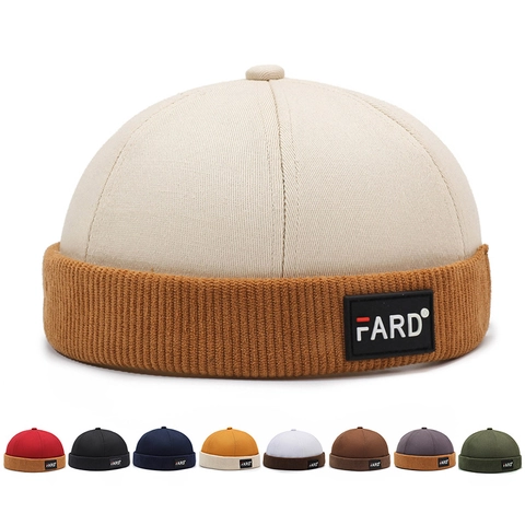 Bonnet Docker Rétro Sans Bord Toile De Coton Et Velours Côtelé Design Color Block Streetwear Réglable Hommes Femmes