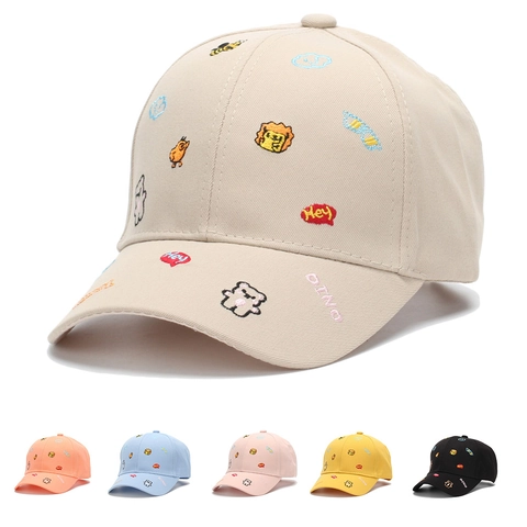 Casquette de Baseball Enfant Broderie Animaux Dessin Animé Mélange de Coton Respirant Chapeau de Soleil Réglable pour Garçons Filles