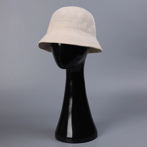 Dames Gebreide Polyester Vissershoed Ademend Hol Opvouwbaar Zonbescherming Bucket Hat Zomer Mode Accessoire