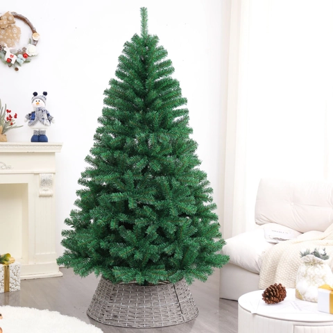 Albero Di Natale Artificiale Verde PVC Aghi Di Pino Ramo Denso Decorazione Festiva Casa Ufficio Supporto Stabile Tradizionale