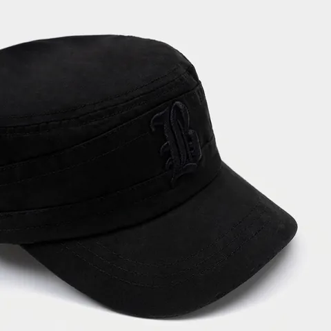 Men Flat Top Cadet Cap Cotton Military Hat Gothic Letter B Embroidery Adjustable Outdoor Sunshade Sport Retro Casual Hat