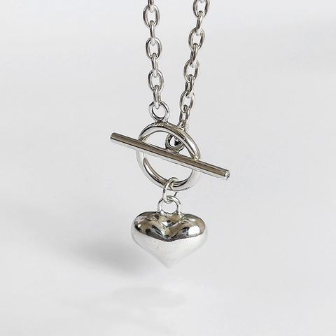 Collana Con Ciondolo A Cuore In Argento Sterling 925 Catena Lunga Chiusura A Gancio Stile Coreano Retro Semplice Gioielli