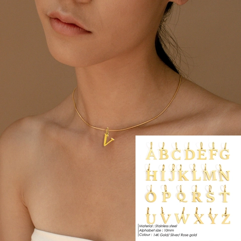Ciondolo Iniziale In Acciaio Inossidabile Charms Alfabeto DIY Creazione Gioielli Colore Oro Acciaio Minimalista Lettera Maiuscola