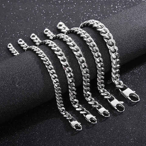 Cubaanse Schakelarmband Roestvrij Staal Pantserketting Minimalistische Mode Sieraden Voor Heren En Dames Zilverkleur