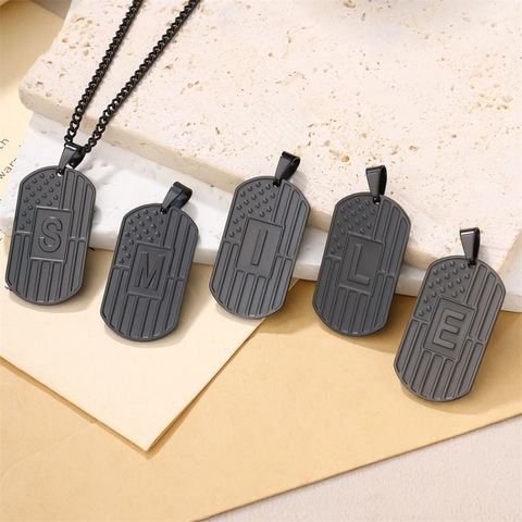 Μενταγιόν Dog Tag Από Ανοξείδωτο Ατσάλι Αμερικανική Σημαία Αρχικό Γράμμα Κόσμημα Στρατιωτικού Στυλ