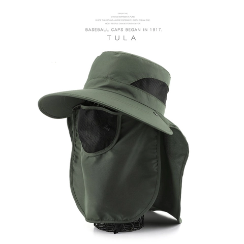 Outdoor Sun Hat With Face Mask And Neck Flap Quick Dry UV Protection Large Brim Breathable Mesh Fishing Hiking Unisex