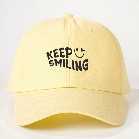Cappello Da Baseball In Cotone Con Stampa Lettere Keep Smiling Viso Sorridente Casual Protezione Solare Regolabile Per Uomo Donna