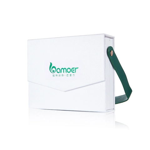 Tragbare Quadratische Schmuckverpackung Für Halskette Ring Ohrstecker Weiße Papier Geschenkbox Mit Ledergriff Bamoer Logo