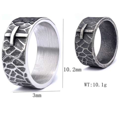 Anelli In Acciaio Inossidabile Vintage Per Uomini Donne Punk Industriale Texture Modello Fascia Gioielli Gotici Croce