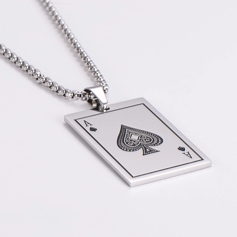 Collar Con Colgante De Carta De Póker As De Espadas Acero Inoxidable 304 Joyas Hip Hop Punk Hombre Mujer