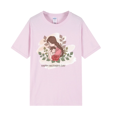 Men Mother Day Cotton T-Shirt Short Sleeve Crew Neck Graphic Illustration Print Casual Top Gift