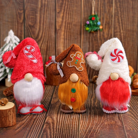 Weihnachtsgnom Plüsch Ornamente Gesichtlose Puppe Mit Süßigkeiten Lebkuchenmann Deko Für Feiertage Desktop Fenster Party