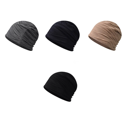 Slouchy Beanie Hat Cotton Pleated Ruched Thin Breathable Skull Cap For Men Women Casual Outdoor