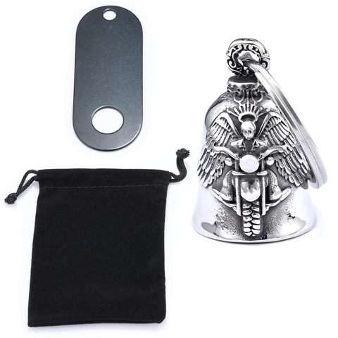 Collana Pendente Campana Guardiana Moto Vintage Acciaio Inossidabile Vichingo Teschio Croce Ali Per Uomini Biker Con Sacchetto