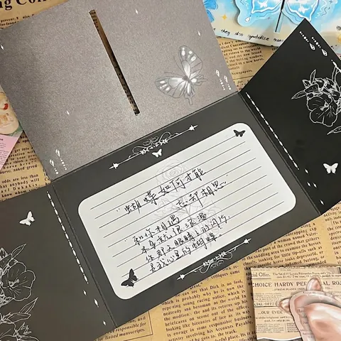 Biglietto Di Auguri Farfalla 3D Pop-up Carta Vintage Floreale Rosa Biglietto Pieghevole Con Busta Regalo Di Compleanno
