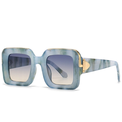 Gafas De Sol Cuadradas Montura Grande PC Protección UV400 Lentes Degradadas Moda Patrón Mármol Mujeres