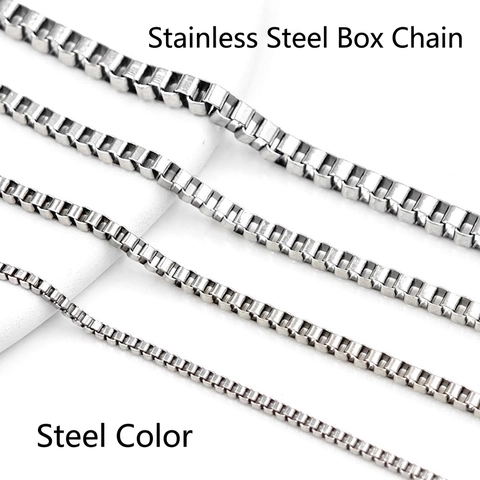 Box Chain Necklace Stainless Steel 18K Gold Plated Tarnish Free Plain Link Clavicle Chain For Women Men DIY Jewelry
