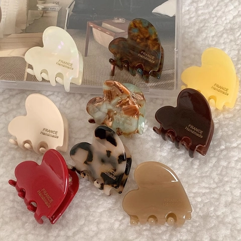 Molletta Per Capelli A Forma Di Cuore In Acetato Motivo Leopardato Tartarugato Scritte Dorate Stile Coreano Per Donna