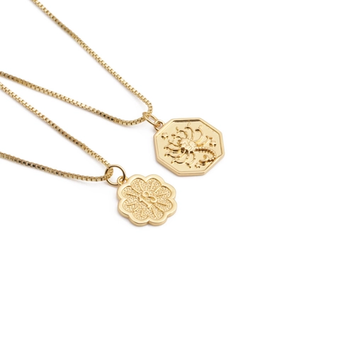 Scorpione Zodiaco Pendente Collana Oro Placcato Rame Ottagono Costellazione Rilievo Gioielli Vintage Moda Per Donne Regalo